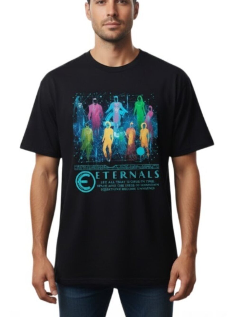 Marvel Studios Eternals Uni-Mind Movie Promo T-Shirt Black Men XL NWT 2021